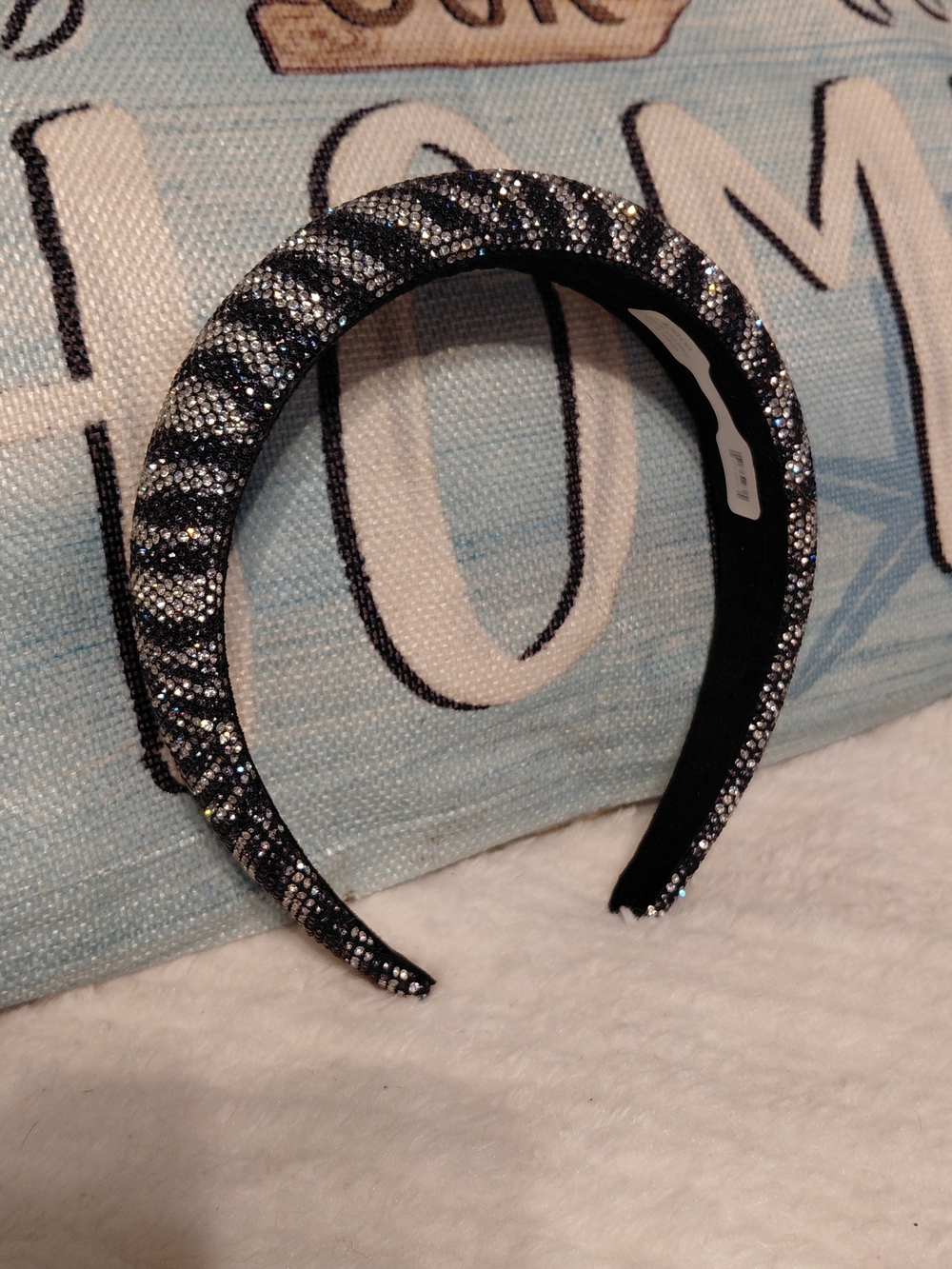 Crystal-Embellished Black and Silver Headband